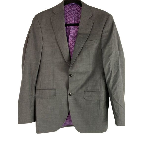 Men’s Ted Baker London blazer suit coat 38R Silver Gray 6316 EUC Jarrow CT - Picture 1 of 8